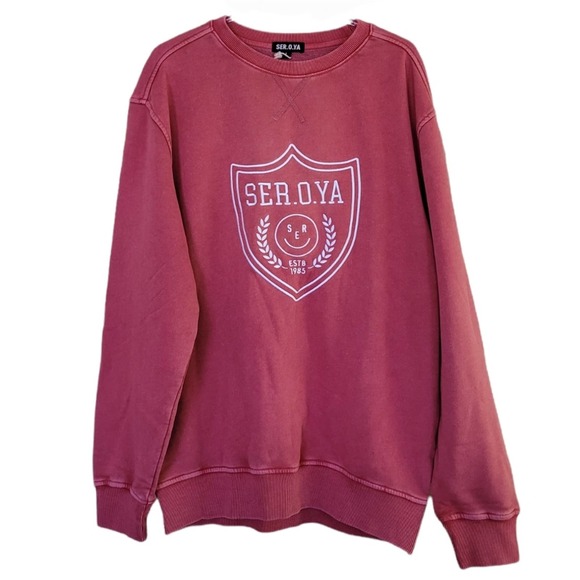 SER.O.YA Issac Collegiate-Inspired Sweatshirt Vintage Red Size L - Picture 6 of 11